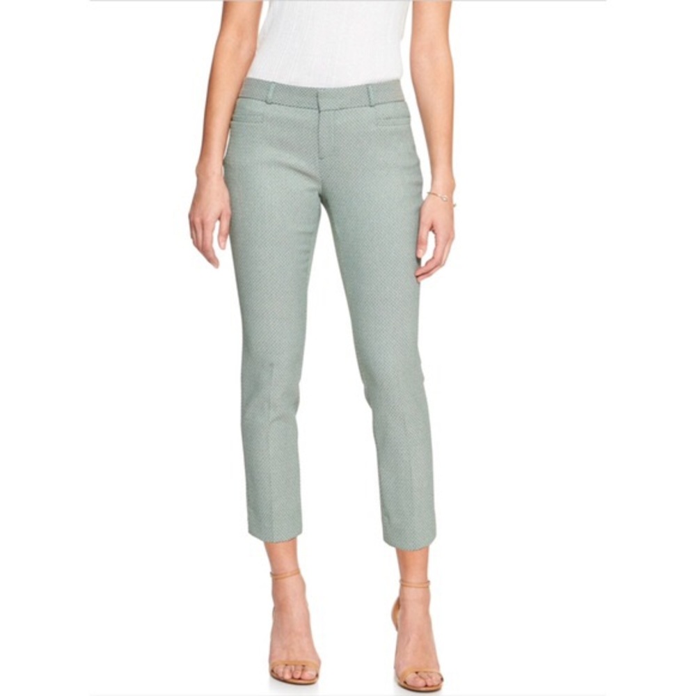 NWT Banana Republic Sloan Green Jacquard Crop Pant